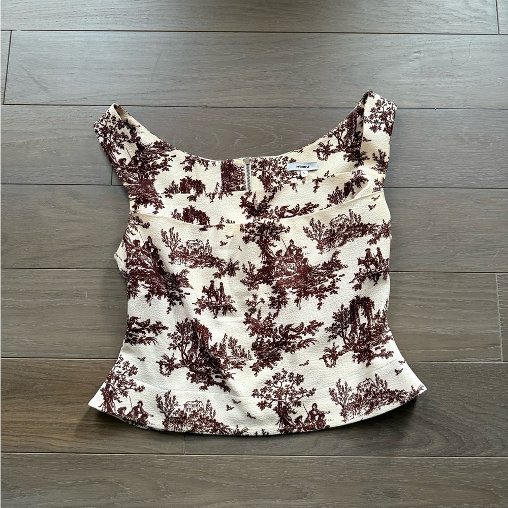 Miaou Cream and Brown Patterned Blouse